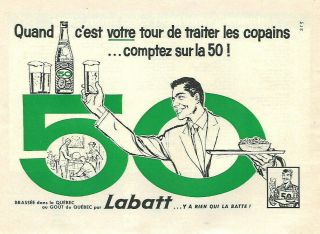 1960 Labatt 50 Ale & A Waiter Ad In French