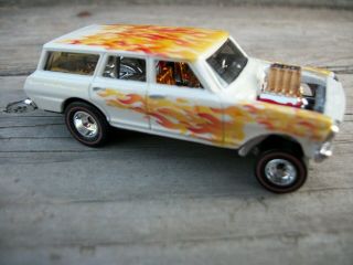 Hotwheels Redline Realrider 64 Chevy Jerry Rigged Pearl White On Fire Flamed