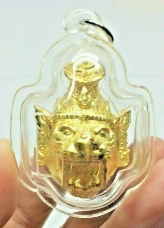 Magic Hermit Lersi Ruesi Head Tiger Lp Saen Luck Charm Wealth Thai Buddha Amulet