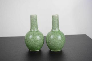 Antique Chinese 20th Century Porcelain Celadon Crackle Ware Vases.