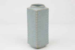 Chinese Porcelain Cong Vase Ru Kiln Pale Blue / Lavender / Grey Glaze.  17.  5 Cms