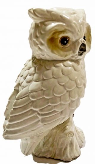 Vintage White Ceramic Snow Owl Figure Figurine Statue