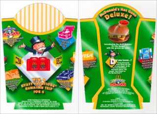Rare 1996 Vintage Mcdonald’s Monopoly Fry Box Game Tabs Arch Deluxe Promo