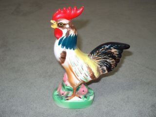 Vintage L&m Inc.  Fern Imports Ceramic Rooster 7.  25 " Tall.  Red Label.  Antique.