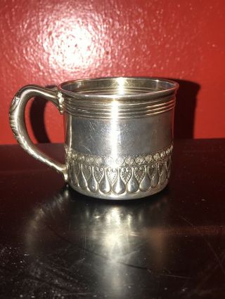 Antique 19th C Gorham Sterling Silver Childs Baby Cup Mug Catholic 4025 Shrimp