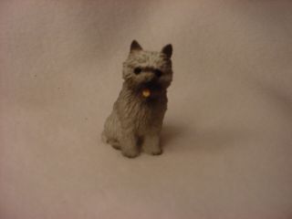 Cairn Terrier Gray Puppy Figurine Resin Dog Hand Painted Miniature Small Mini