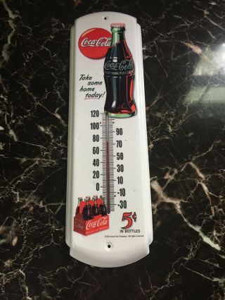 Coca - Cola Take Some Home Today 5 Cents`metal`thermometer`