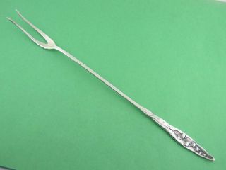 Sterling Whiting 9 1/8 " Long Handled Olive Serving Fork Lily Of The Valley 1885
