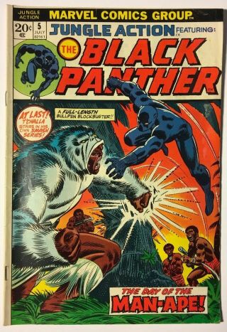 Marvel Jungle Action Feat.  The Black Panther 5 (july 1973) Day Of The Man - Ape