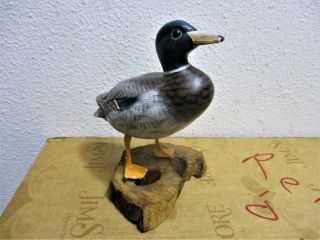 Hand Painted Wood Duck Signed Vintage Japanese 4 1/2 " Collectible Figurine Art
