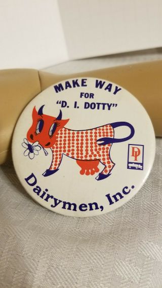 Vintage Dairymen Inc Pin Celluloid D.  I.  Dotty Advertising Milk Farming Pinback