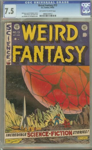 Weird Fantasy 13 Cgc 7.  5 Ec Comic Wally Wood Al Feldstein Gold 10c