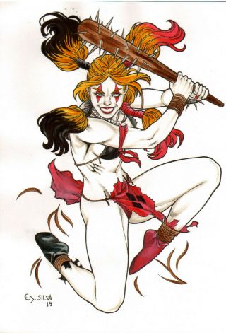 Harley Quinn Savage Sexy Color Pinup Art - Page By Ed Silva