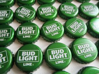 Bud Light Lime Beer Bottle Caps - 100 Twist Off,  No Dents,  Crafts,  Green