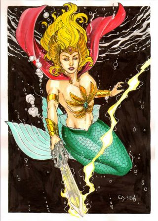 She - Ha Mermaid Sexy Color Pinup Art - Page By Ed Silva