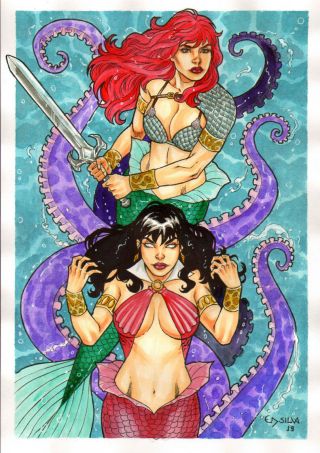 Rs Vampirell Mermaid Sexy Color Pinup Art - Page By Ed Silva