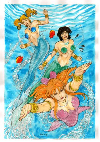 Power Girls Mermaid Sexy Color Pinup Art - Page By Ed Silva