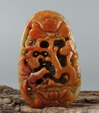 Chinese Exquisite Hand - Carved Flower And Bird Carving Jadeite Jade Pendant