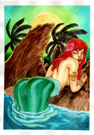 Ariel 4 Sexy Color Pinup Art - Page By Ed Silva