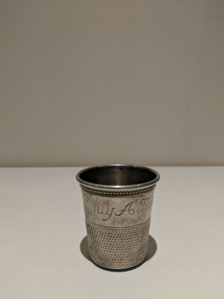 Only A Thimble Full Sterling Silver Jigger Shot Glass By Thomae & Co.
