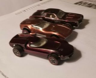 3 Vintage Redline Hotwheels Brown Rootbeer Custom Eldorado 1968 Turbo Fire Toreo