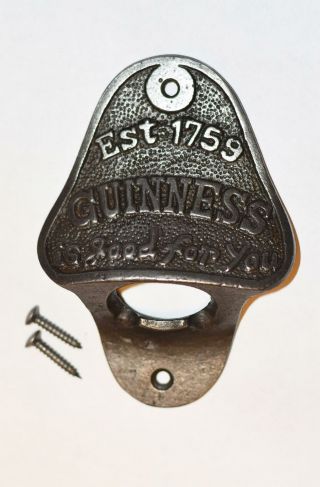Vintage Style Cast Iron Guinness Bottle Opener Beer Wall Mounted