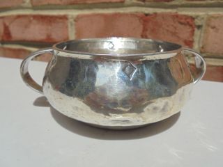 Old Antique Liberty & Co Cymric Sterling Silver Arts & Crafts Hammered Hdld Bowl 3