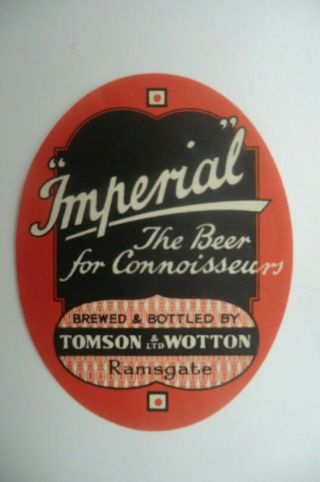 Tomson Wotton Ramsgate Kent Imperial Brewery Beer Bottle Label
