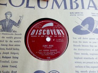 Jazz Art Pepper Quartet On Discovery Label 158 10 " 78 Rpm Record
