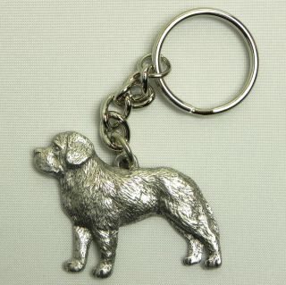 Saint Bernard Dog Keychain Keyring Harris Pewter Made Usa Key Chain Ring