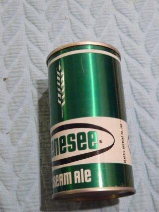 Green/White/Black GENESEE CREAM ALE BEER CAN Pull Tab OPEN 12 oz empty STEEL 32 2
