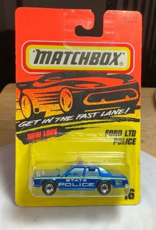 Matchbox Ford Ltd Police Car 16 Blue 1/64 Vintage Diecast