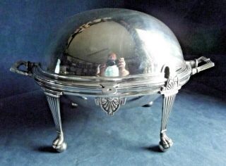 Large 14 " Silver Plated Rollover Serving Dish C1900 William Hutton