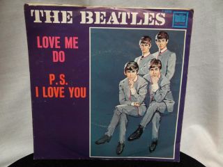 Beatles Love Me Do P.  S.  I Love You 45 With Sleeve Very Good Tollie