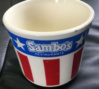Sambos Restaurant Diner Mug Vtg 1970s Stars Stripes Red White Blue - Fast Ship