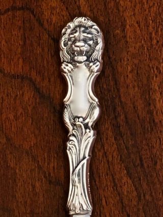 - Rare Wallace Sterling Silver Handled Letter Opener: Lion Pattern No Monogram