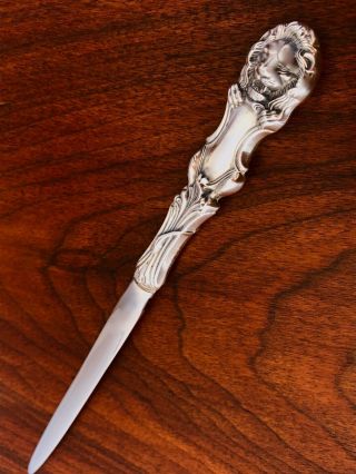 - RARE WALLACE STERLING SILVER HANDLED LETTER OPENER: LION PATTERN NO MONOGRAM 4