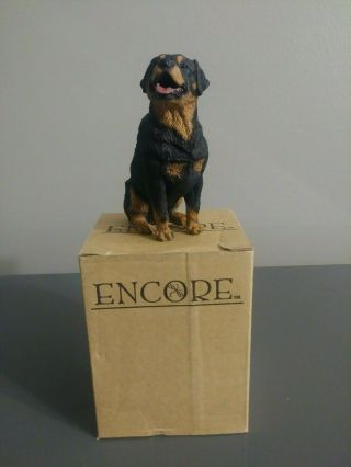 Encore Rottweiler Dog Figurine Statue Resin 52270 Hand - Painted Living Stone