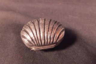 Antique Tiffany & Co.  Sterling Silver Scallop / Clam Sea Shell Pill Box.  Italy
