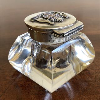 A Silver And Enamel Cut Glass Inkwell,  South Wales.  Robert Chandler,  1914. 5