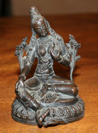 Antique Bronze Tibetan Goddess Statue 4 1/2 "
