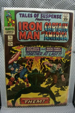 Tales Of Suspense 78 Marvel Silver Age Comics 1966 Stan Lee Cap Iron Man 8.  0