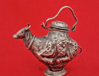 Old Vintage Rare Hand Crafted Copper Cow Shape Holy Water Pot