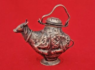 OLD VINTAGE RARE HAND CRAFTED COPPER COW SHAPE HOLY WATER POT 5