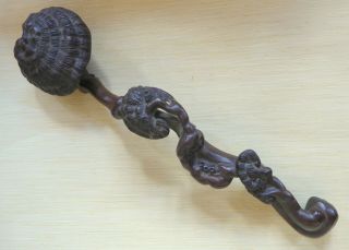 19thc Qing Dynasty Hand Carved Wooden Ruyi Scepter