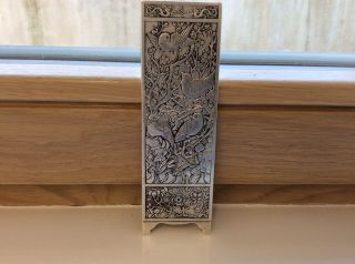 Vintage Chinese Silver Frieze Depicts A Magpie & Wintersweet Defining Winter.