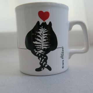 Vintage B Kliban Cat Heart Love Coffee Cup 1979 Made In England