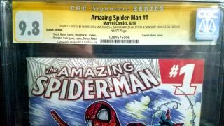 Spider - man 1 (2014) CGC 9.  8 SS x4 / Signed by Stan Lee 2