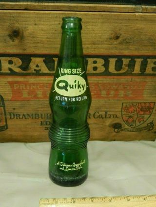 King Size Quiky (10oz) Green Glass Soda Bottle (coca - Cola Ottumwa,  Iowa) Ltd