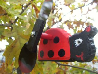 Ladybug Mini Whirligigs Whirligig Windmill Yard Art Hand Made From Wood